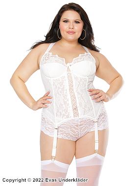 Romantisches Bustier, Stretch-Spitze, Schnürung, Blumen, Plus Size